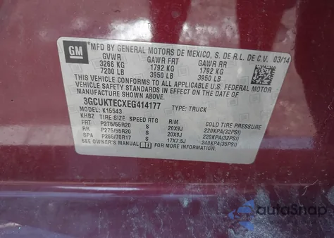 2014 Chevrolet Silverado High Country from USA, damaged, VIN 3GCUKTECXEG414177